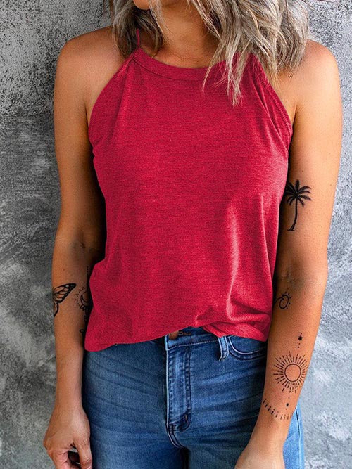 Solid Crewneck Summer Cami Top(6 colors)