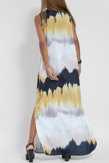 Mustard tie dye sleeveless dress